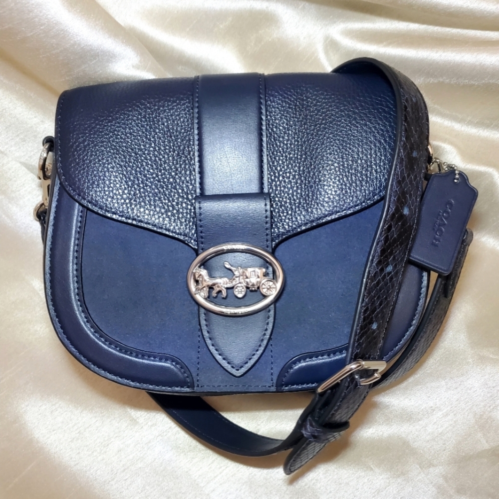 ‼️SOLD‼️ COACH GEORGIE Saddle Bag Suede, Leather - Picture 2 of 16
